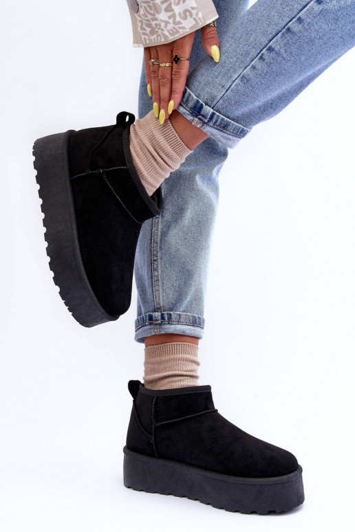 Suede Snow Boots On Platform Black Corcoran