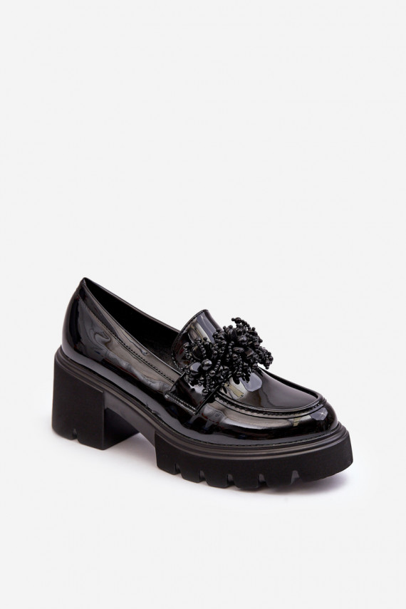 Women's Lacquered Half-Boots with Ornament Black Renesma