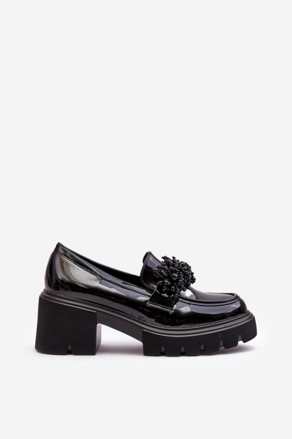 Women's Lacquered Half-Boots with Ornament Black Renesma