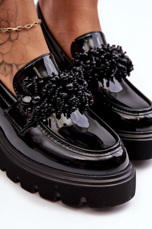 Women's Lacquered Half-Boots with Ornament Black Renesma Women's Lacquered Half-Boots with Ornament Black Renesma