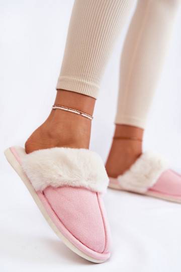 Women's Smooth Slippers With Fur Pink Morisea 2