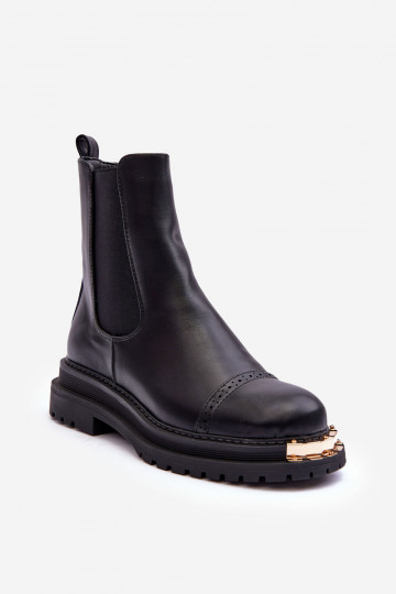 Women's Leather Ankle Boots Black Nialee 2