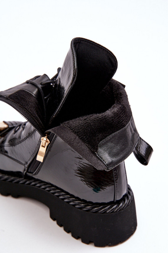 Women's Lacquered Boots Workery With Decoration Black SBarski MR870-67