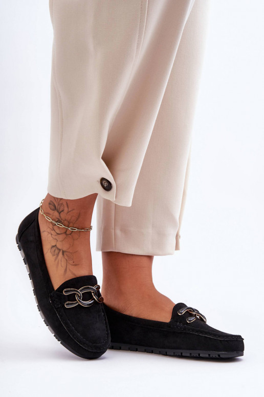Women's Suede Loafers On A Flat Sole Black Appia Women's Suede Loafers On A Flat Sole Black Appia