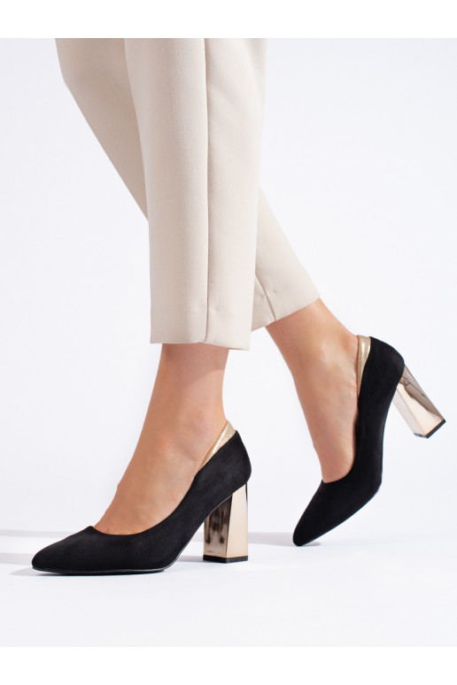 black of suede High heels on the heel