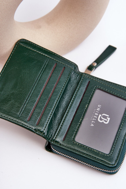 Women's Lacquered Wallet Purse Made of Dark Green Eco Leather Zalirna Women's Lacquered Wallet Purse Made of Dark Green Eco Leather Zalirna