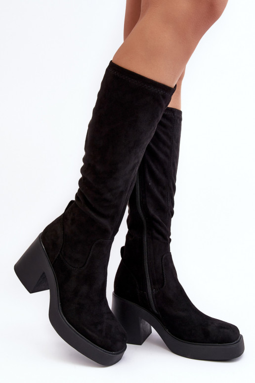 Women's Over-the-Knee Boots on a Chunky Heel D&A SN622-10A Black