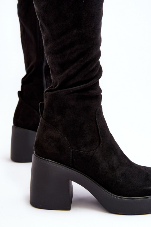 Women's Over-the-Knee Boots on a Chunky Heel D&A SN622-10A Black