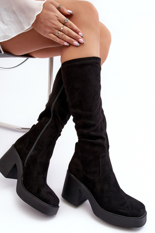 Women's Over-the-Knee Boots on a Chunky Heel D&A SN622-10A Black