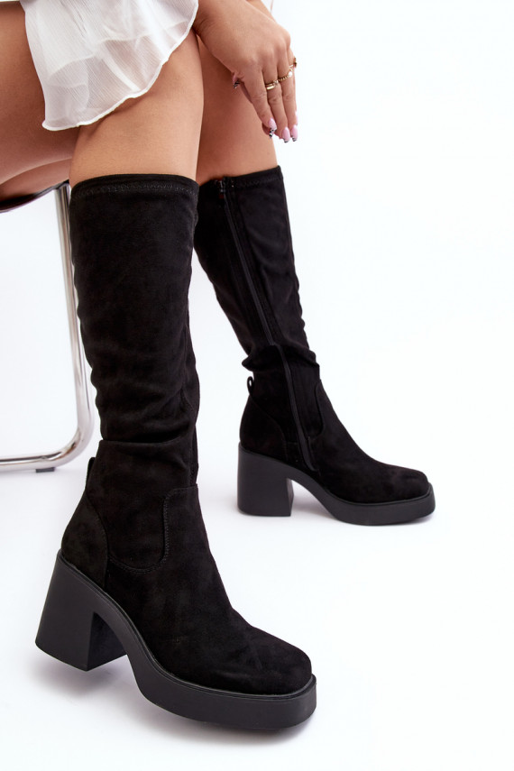 Women's Over-the-Knee Boots on a Chunky Heel D&A SN622-10A Black