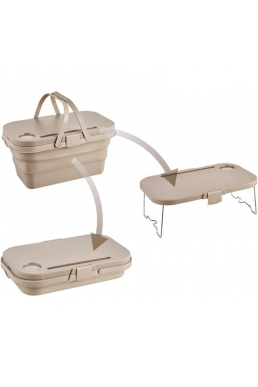 Three in one foldable picnic basket, table, container KP03K