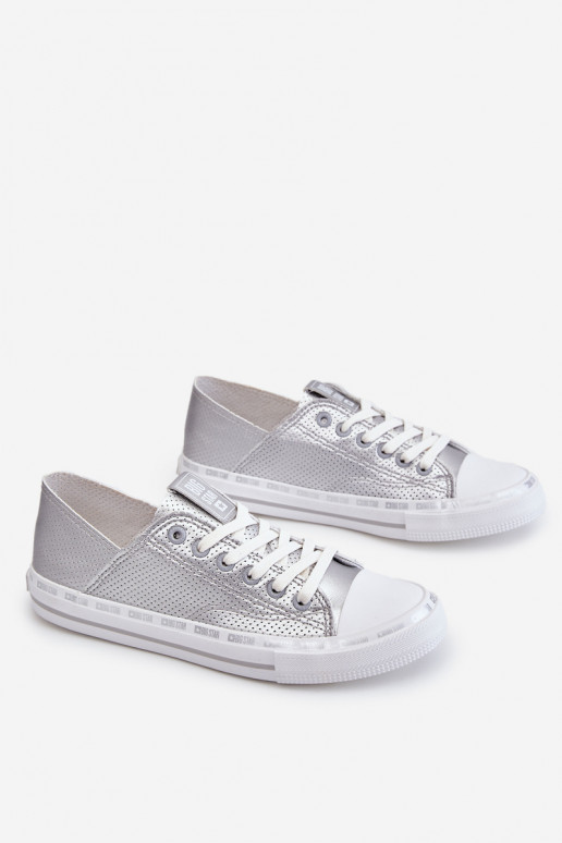 Women's Leather Low Sneakers Big Star LL274016 Silver