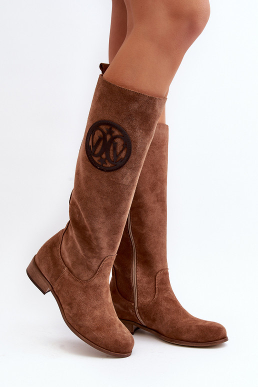 Women's Brown Suede Over-the-Knee Boots Zazoo 3367/2