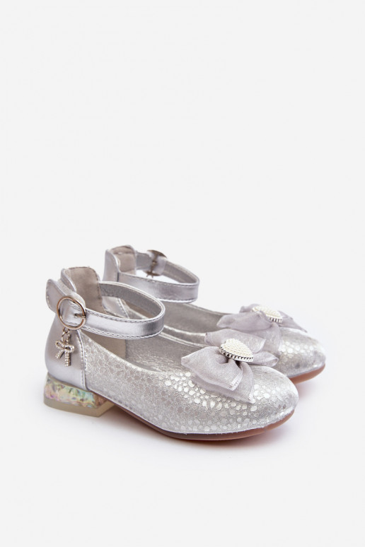 Children's Ballerina Flats with Silver Bow Nanthea