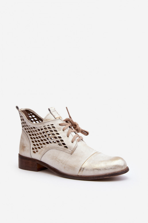 Zazoo 2878 Low Cutout Leather Women's Boots Silver