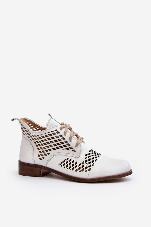 Leather Cut-Out Boots Zazoo 2704 White