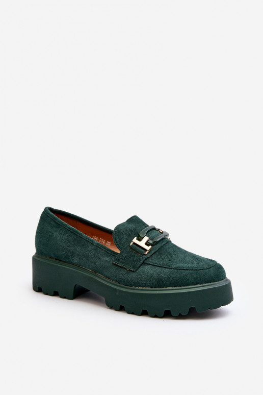 Suede Classic Fringed Loafers Green Averil