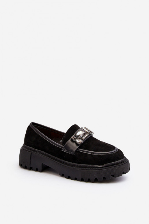 Women's Loafers with Ornamental Strap Black Nancille