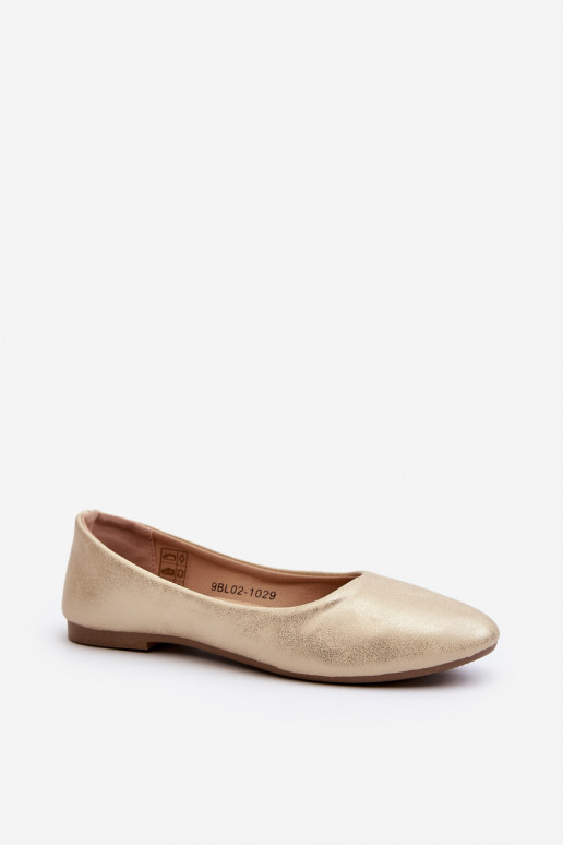 Classic Leather Gold Ballerina Flats Stacee