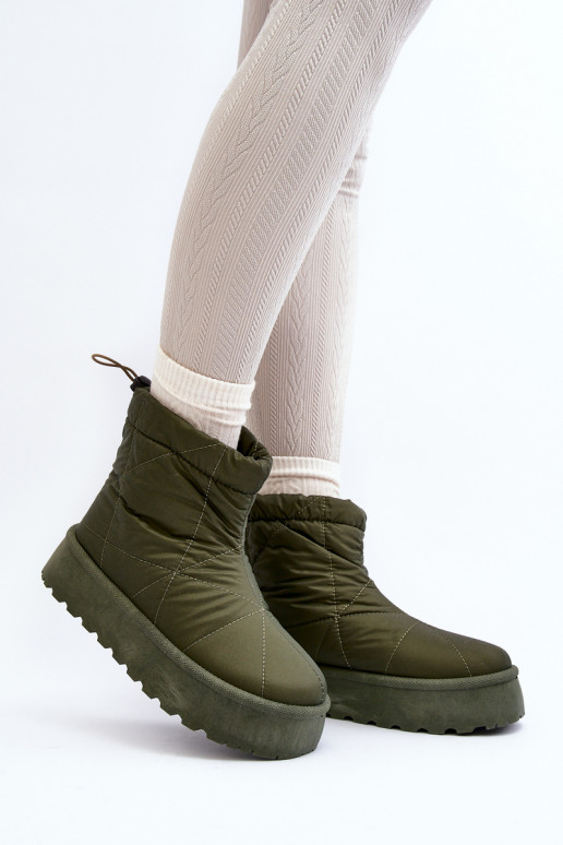 Women's snow boots on a chunky platform green Fionia