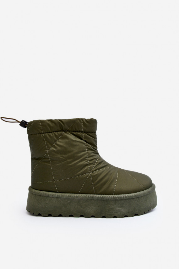 Women's snow boots on a chunky platform green Fionia