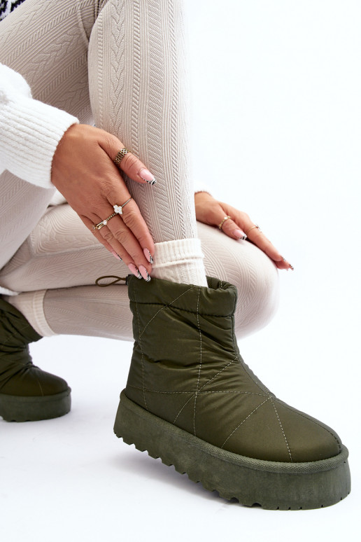 Women's snow boots on a chunky platform green Fionia Women's snow boots on a chunky platform green Fionia