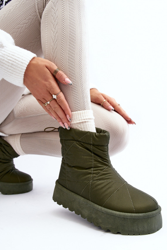 Women's snow boots on a chunky platform green Fionia