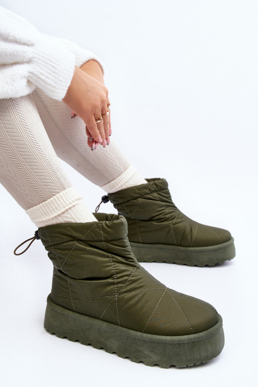 Women's snow boots on a chunky platform green Fionia Women's snow boots on a chunky platform green Fionia