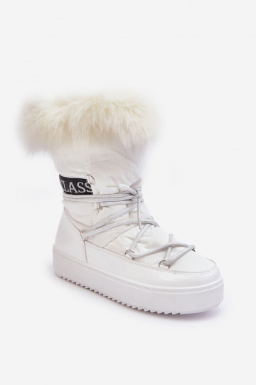 Women's Laced Snow Boots White Santero 2