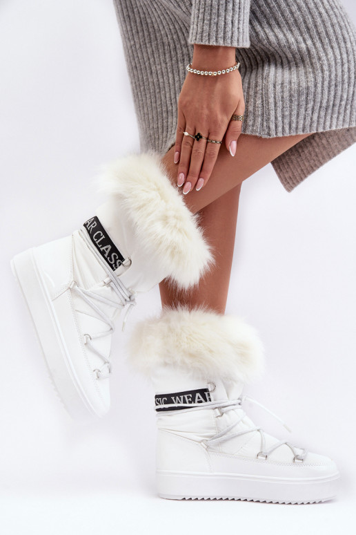 Women's Laced Snow Boots White Santero