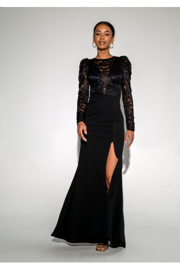 Roma - MAXI black dress decorated with lace 2