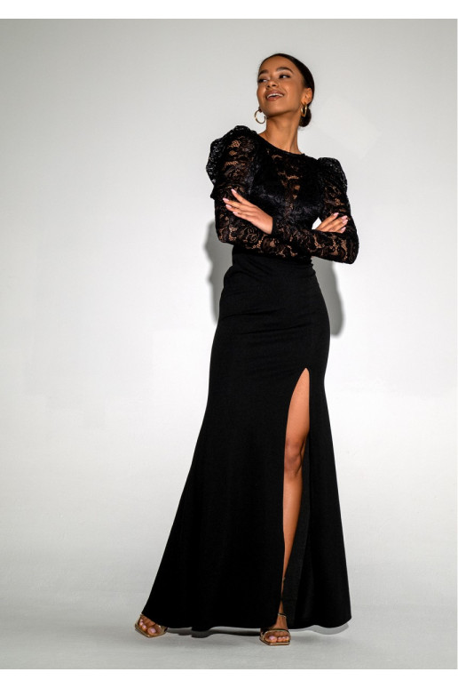 Roma - MAXI black dress decorated with lace Roma - MAXI black dress decorated with lace