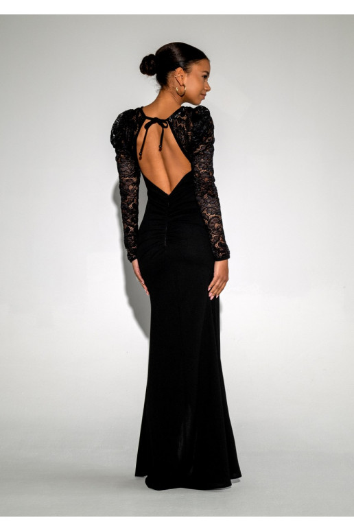 Roma - MAXI black dress decorated with lace Roma - MAXI black dress decorated with lace