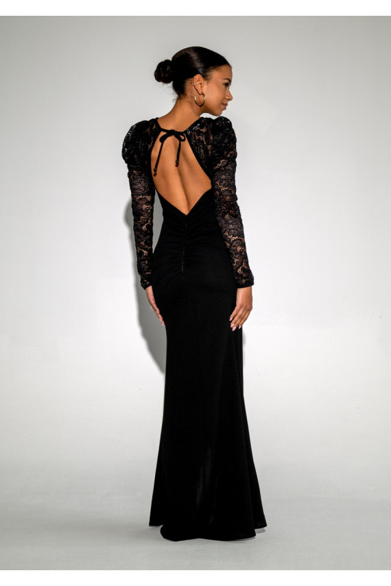Roma - MAXI black dress decorated with lace