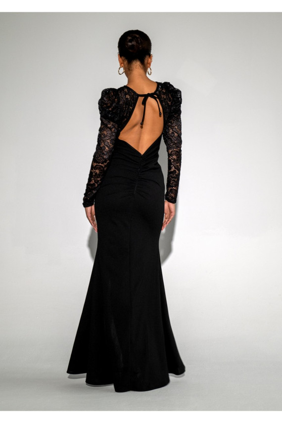Roma - MAXI black dress decorated with lace