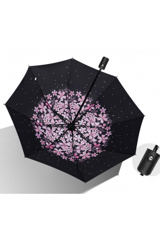 Umbrella AUTOMAT black with flowers PAR01WZ13
