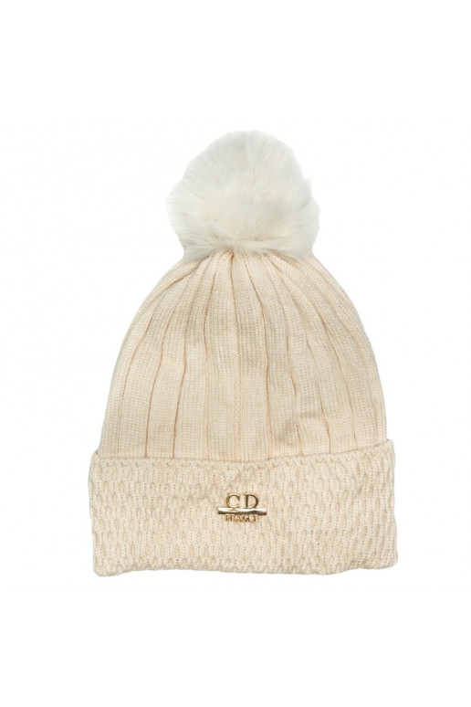 Knitted winter hat with a patch, CZ33WZ1