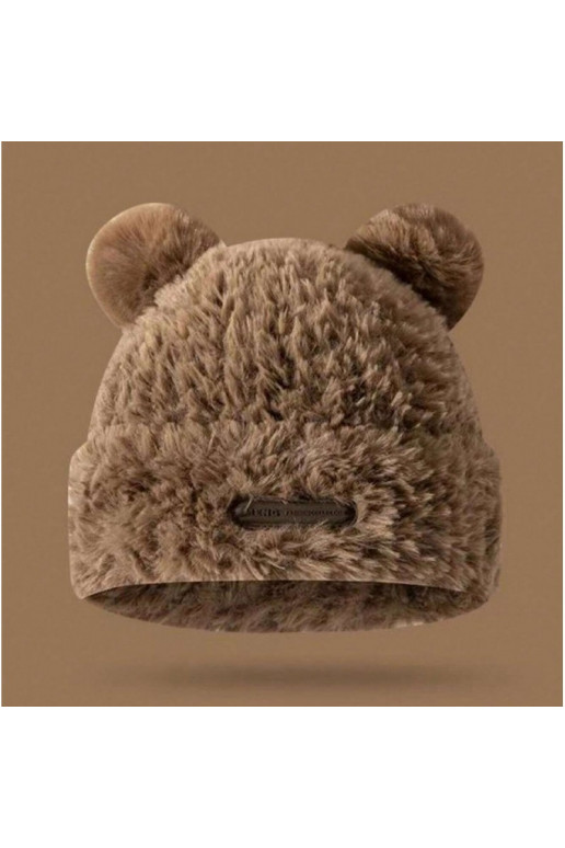 Plush winter hat with teddy bear ears, with a patch, CZ32WZ1