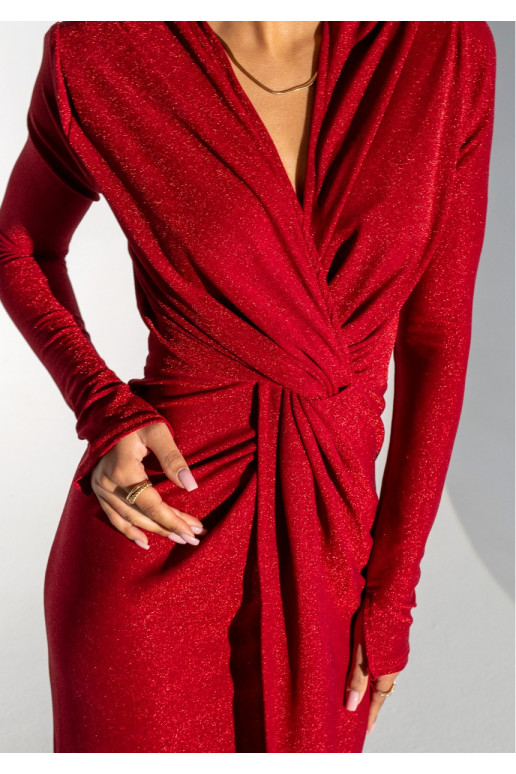 Mayell - shiny red V-neck dress Mayell - shiny red V-neck dress