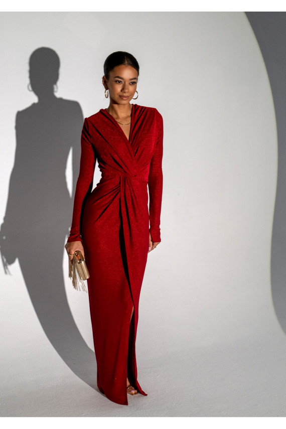 Mayell - shiny red V-neck dress