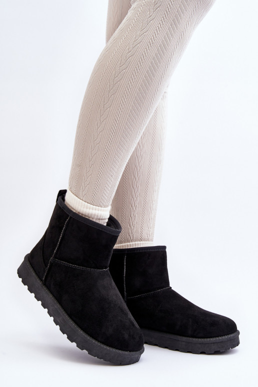 Women's Black Faux Suede Winter Boots Enranta
