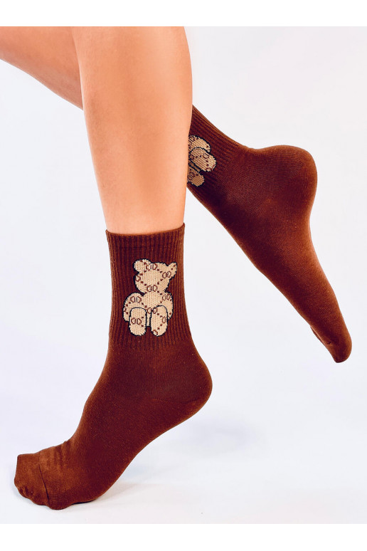 Socks  with teddy bears SALIS JASNY BRĄZ