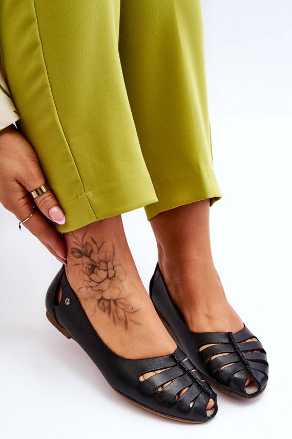 Comfortable Leather Women's Ballerinas Black Luka