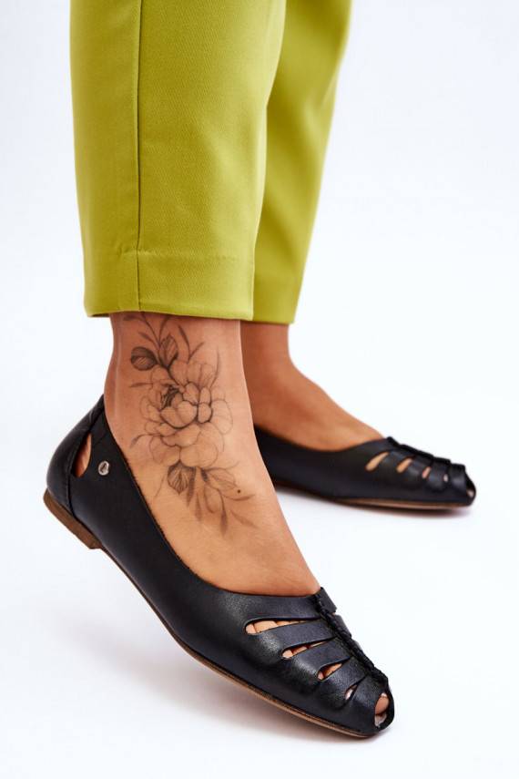 Comfortable Leather Women's Ballerinas Black Luka