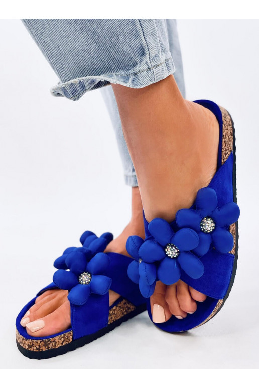 Slippers  z poduszkowymi kwiatami CHARSS BLUE