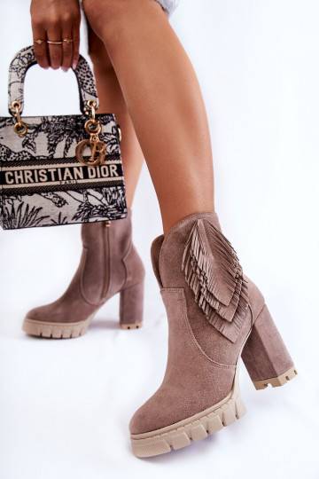 Suede Platform Boots Lewski Shoes 3251 Cappucino 2