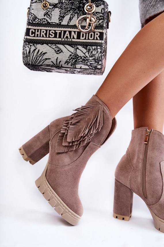 Suede Platform Boots Lewski Shoes 3251 Cappucino