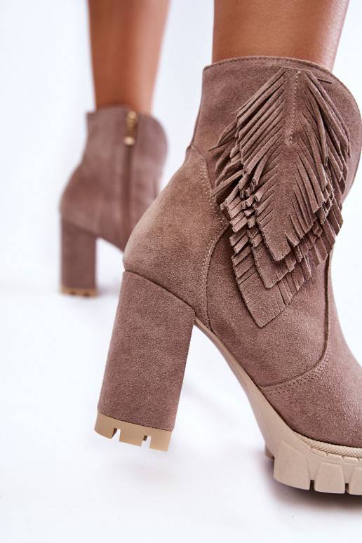 Suede Platform Boots Lewski Shoes 3251 Cappucino Suede Platform Boots Lewski Shoes 3251 Cappucino