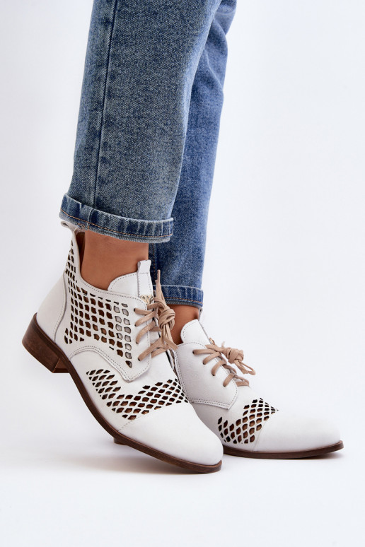 Leather Cut-Out Boots Zazoo 2704 White