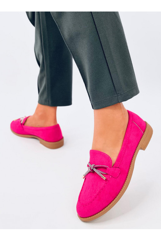 Women's moccasins of suede SARAS pink